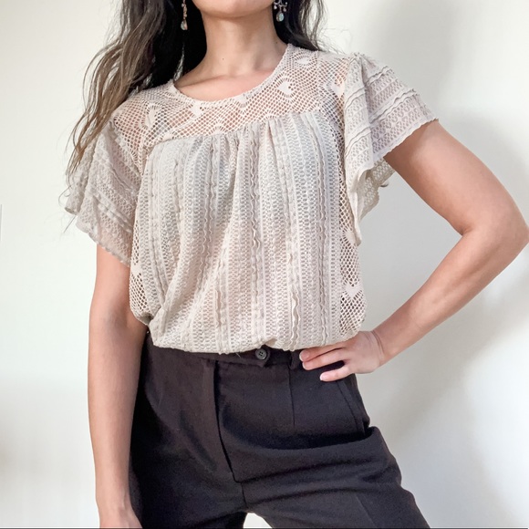 lacey sheer blouse - Picture 1 of 8